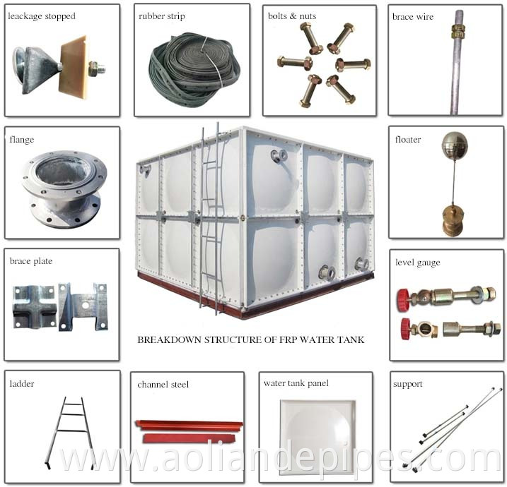 100m3 frp water storage tank frp sectional water tank 100m3 overhead frp water tanks